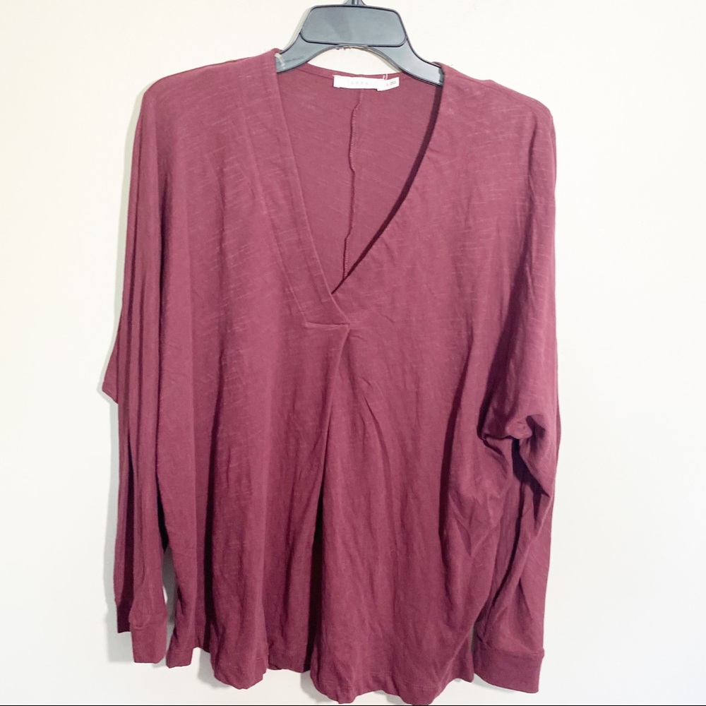 Lush Long Sleeve Dolman V-neck long sleeve oversized Top Burgundy size Small